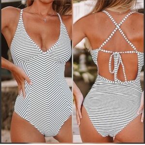 CupShe Striped One-Piece Swimsuit
